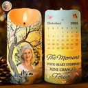 Memorial,Gift For Women,Gift For Men,Family,Sad,Top Market,Custom Photo - Custom Photo Calendar Memorial The Moment Your Heart Stopped - Personalized Flameless LED Candle
