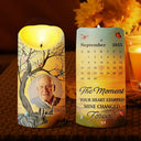 Memorial,Gift For Women,Gift For Men,Family,Sad,Top Market,Custom Photo - Custom Photo Calendar Memorial The Moment Your Heart Stopped - Personalized Flameless LED Candle