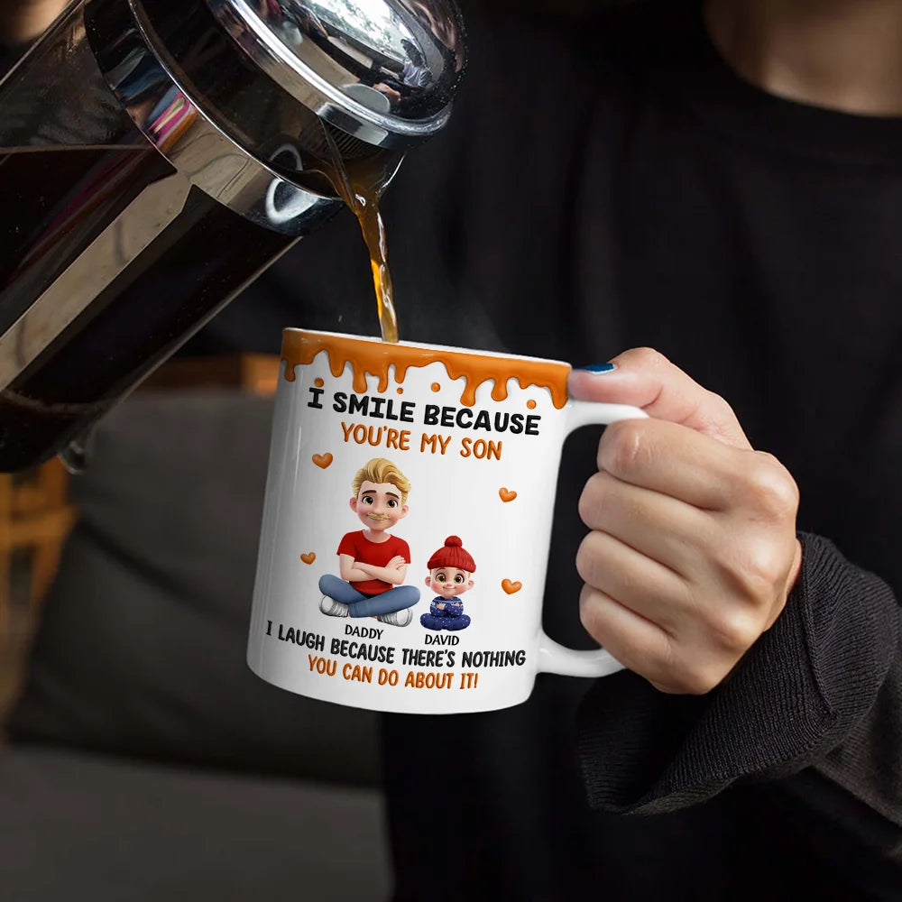 Mom - Sons, Mom - Daughters (Adult), Gift For Daughter, Gift For Son, Funny - I Smile Because You Are My Daughter Son Version 2 - Personalized White Edge-to-Edge Mug