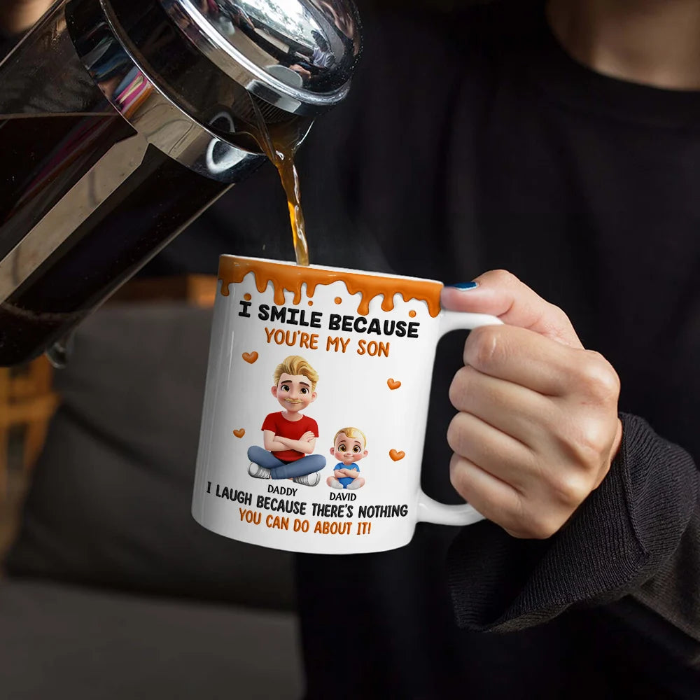 I Smile Because You Are My Daughter Son Version 2 - Personalized White Edge-to-Edge Mug