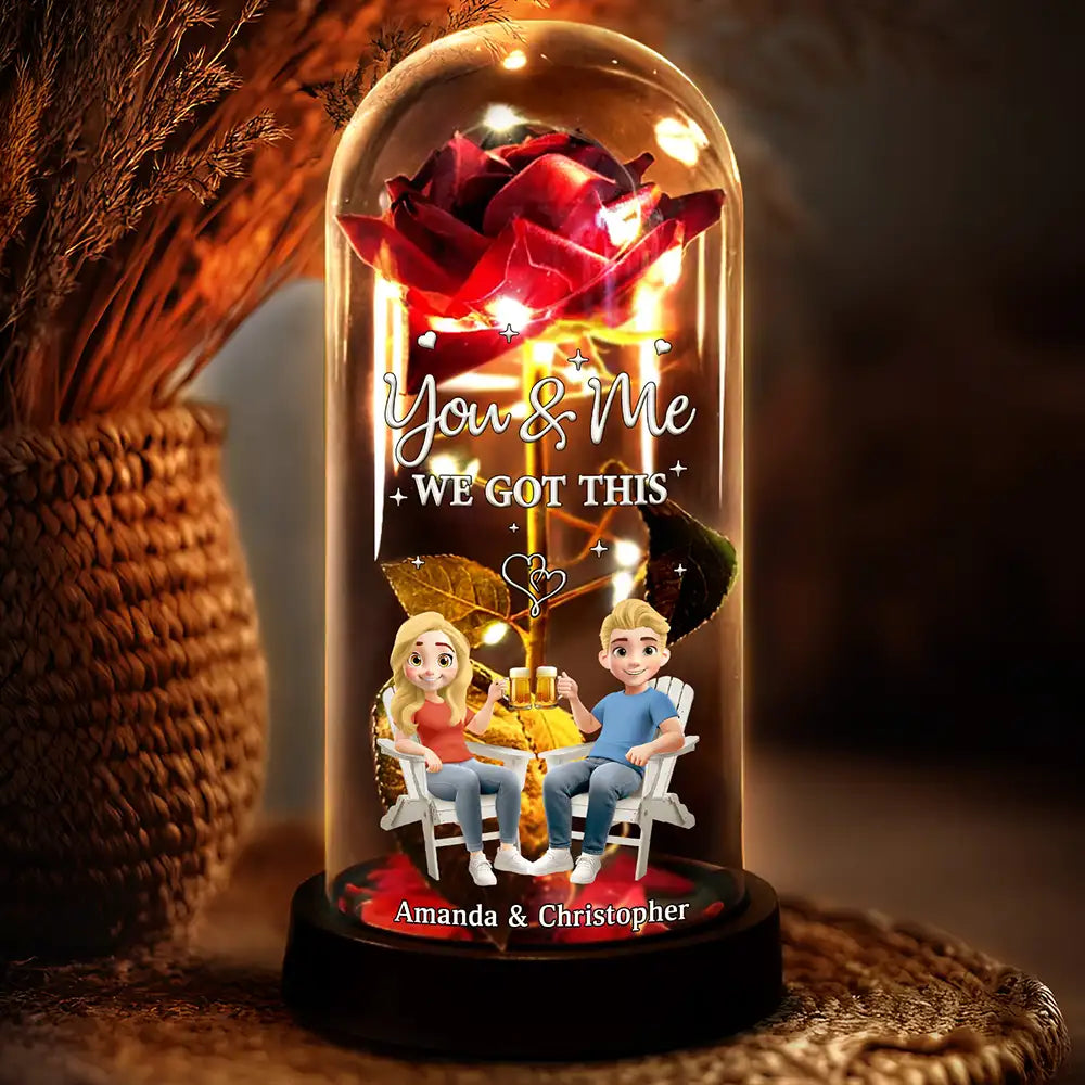 Gift For Couples, Gift For Husband, Gift For Wife, Gift For Boyfriend, Gift For Girlfriend, Love - You & Me We Got This Holding Hands Couple - Personalized Everlasting Rose Dome Lamp