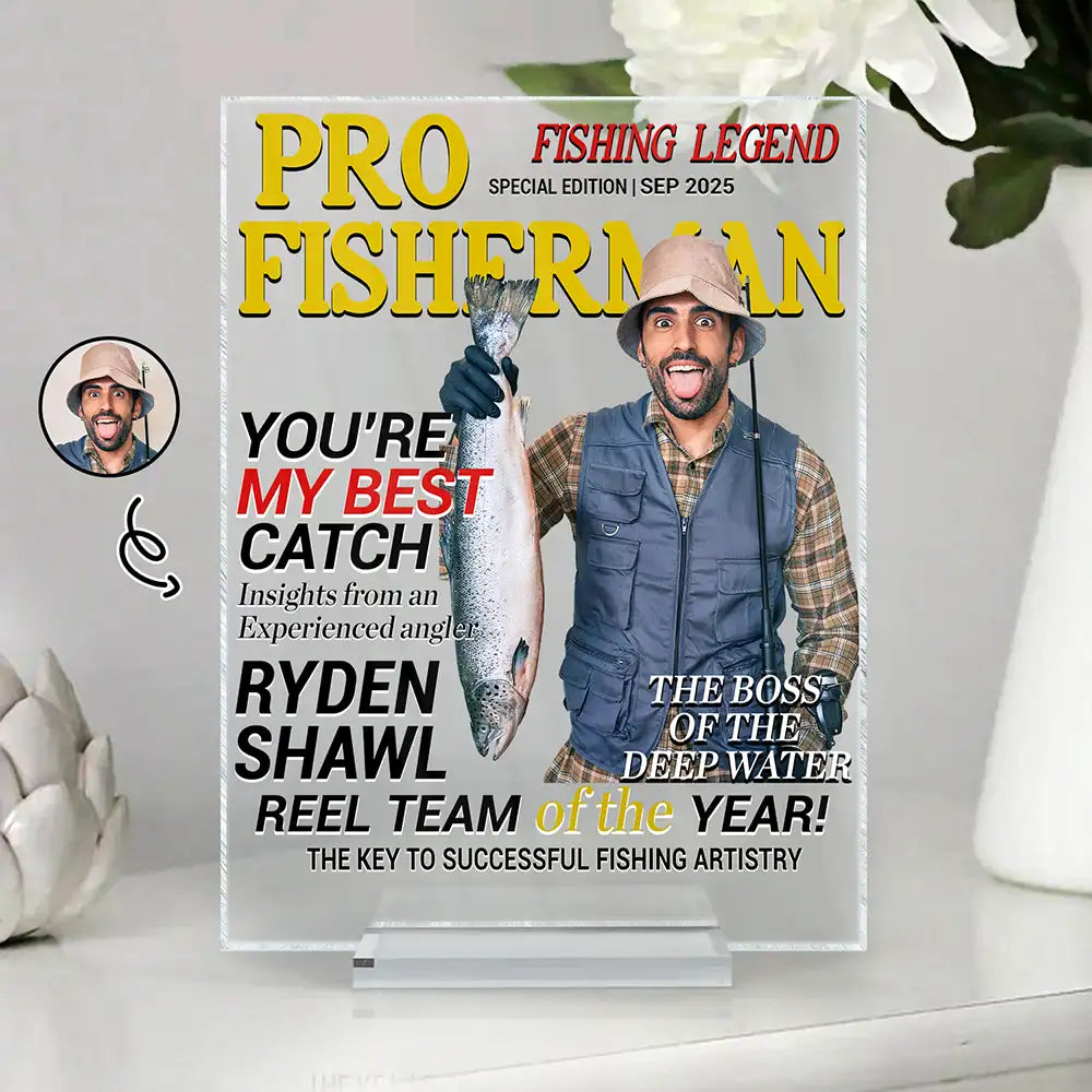 Custom Photo Fisherman Of The Year - Personalized Vertical Rectangle Acrylic Plaque