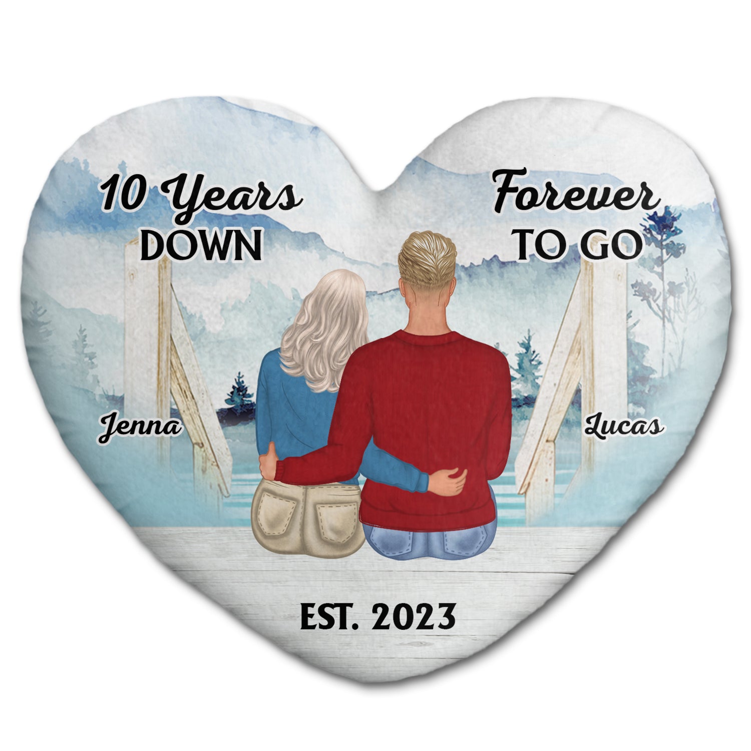 Forever To Go - Gift For Couples - Personalized Heart Shaped Pillow