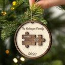 Christmas Family Puzzle Ornament Custom Name - Gift For Family - Personalized 2-Layered Wooden Ornament