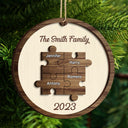 Christmas Family Puzzle Ornament Custom Name - Gift For Family - Personalized 2-Layered Wooden Ornament