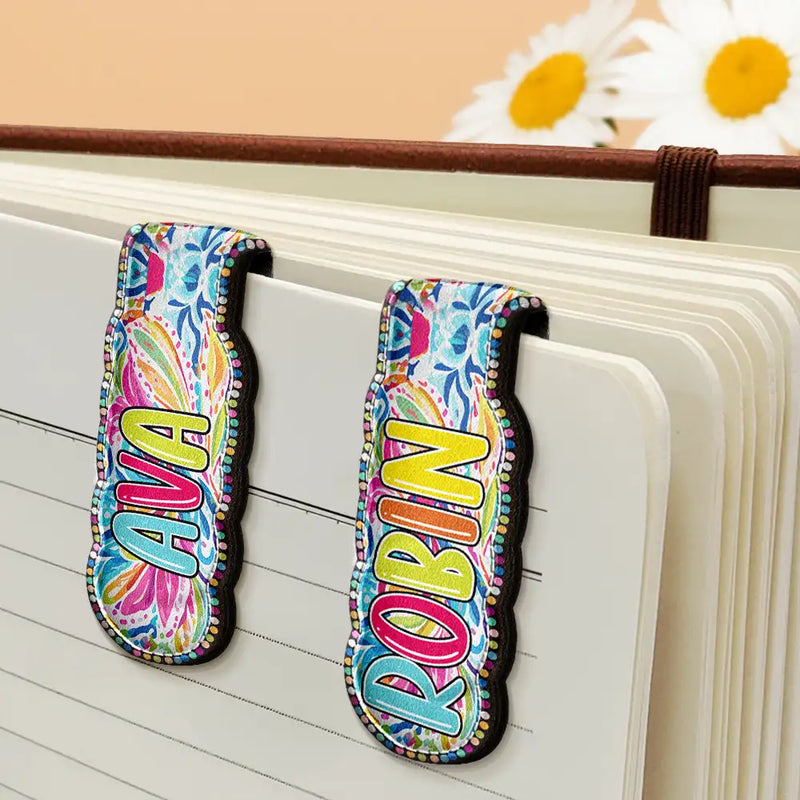 Reading,Gift For Yourself,Gift For Kids,Happy - Bright Paisley Name Every Chapter Knows Your Name - Personalized Custom Shaped Leather Magnetic Bookmark