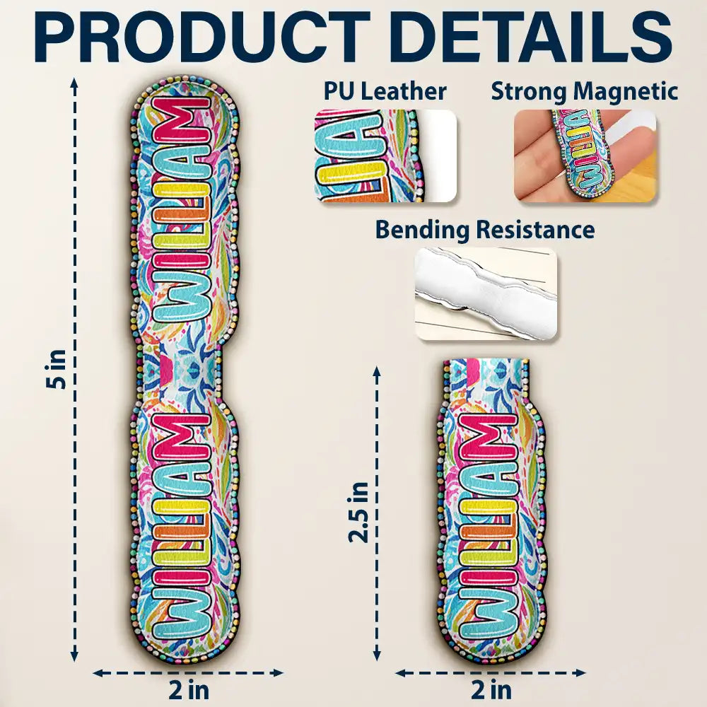 Reading,Gift For Yourself,Gift For Kids,Happy - Bright Paisley Name Every Chapter Knows Your Name - Personalized Custom Shaped Leather Magnetic Bookmark