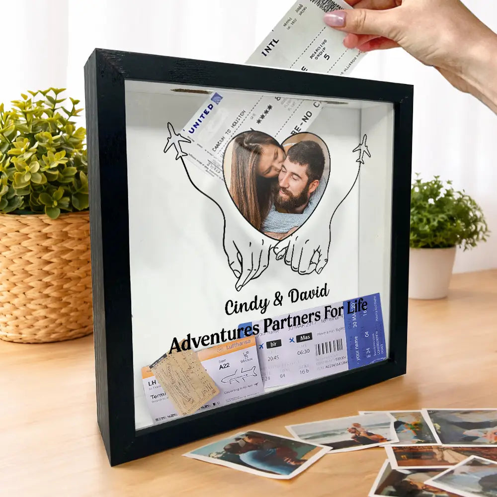 Old Couples,Gift For Husband,Gift For Wife,Gift For Boyfriend,Gift For Girlfriend,Travel - Custom Photo Couple Travel Lovers Best Memories With You - Personalized Ticket Memory Box
