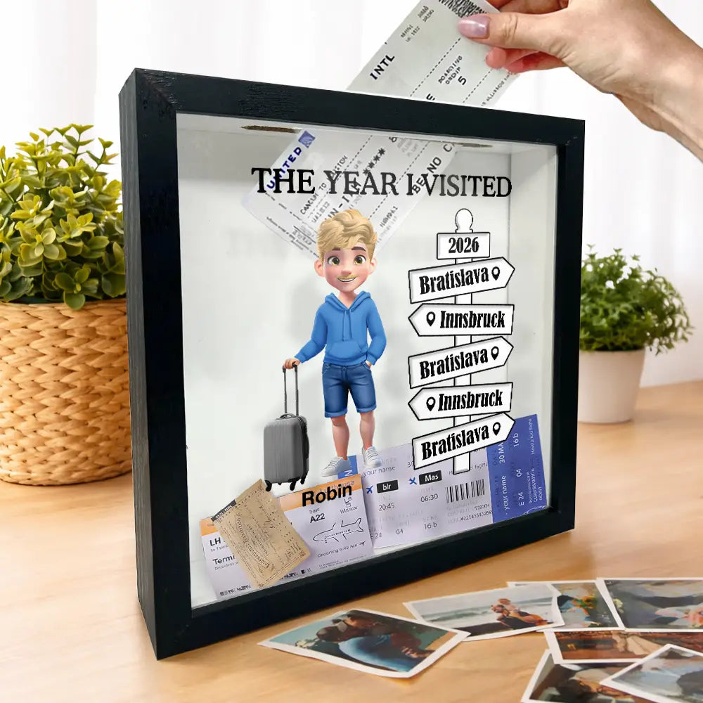Travel,Gift For Couples,Gift For Husband,Gift For Wife,Happy - The Year We Visited - Personalized Ticket Memory Box