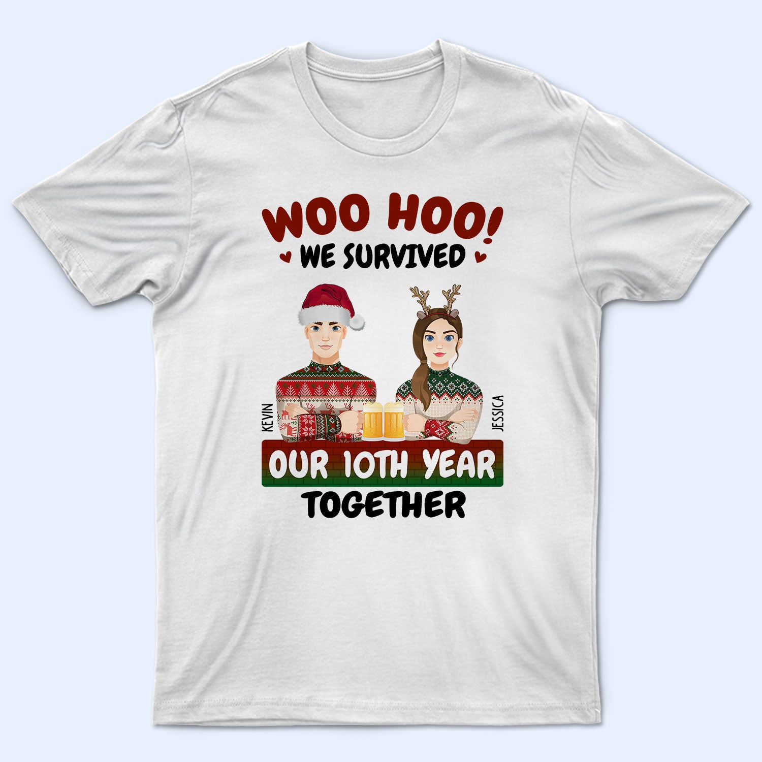 Woo Hoo We Survived - Christmas Gift For Couples - Personalized T Shirt