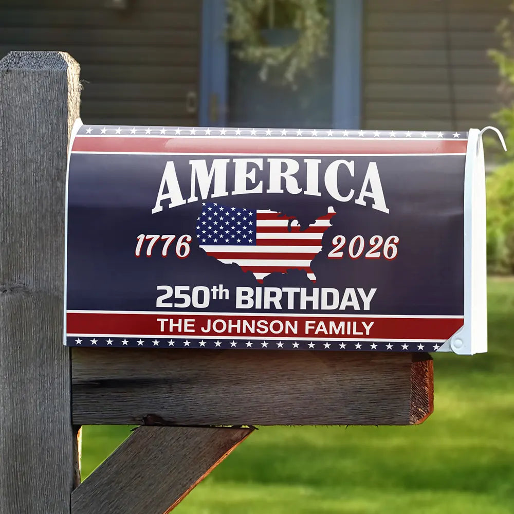 Family, Happy - America 250th Anniversary US Semiquincentennial Birthday - Personalized Mailbox Cover