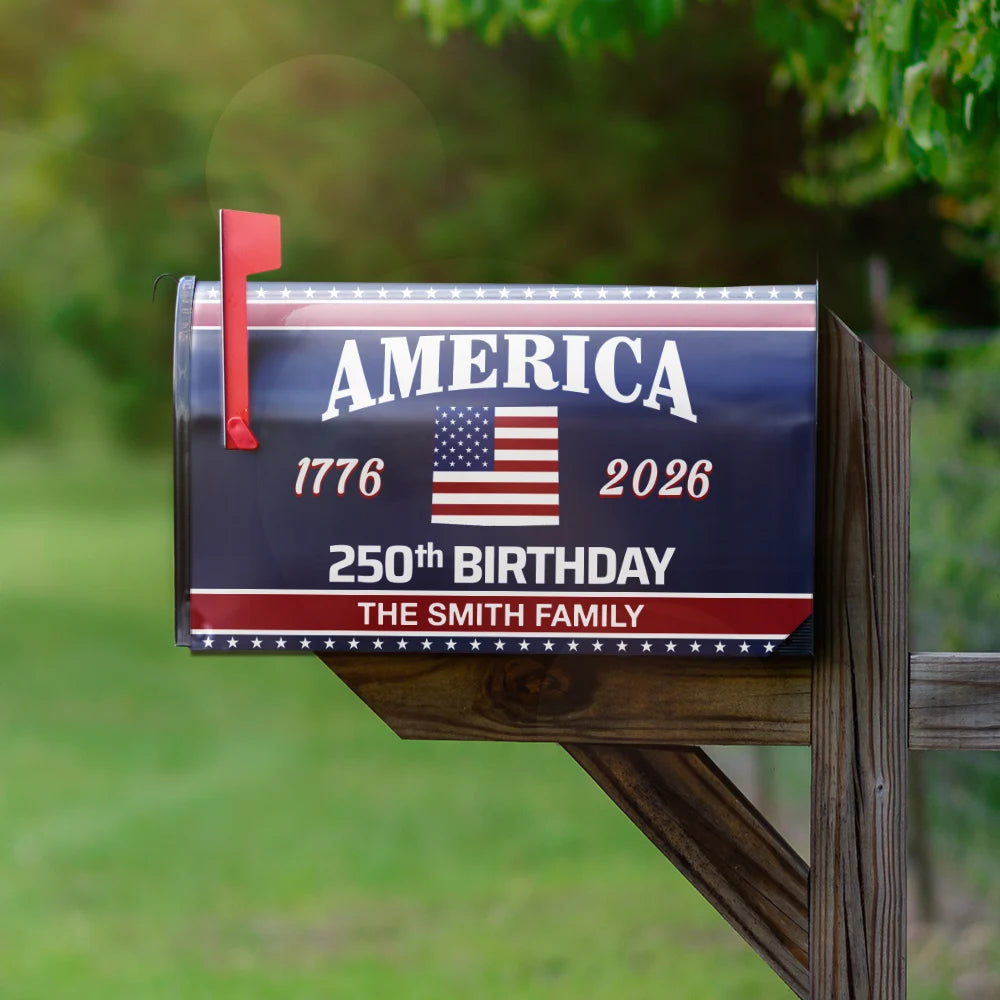 Family, Happy - America 250th Anniversary US Semiquincentennial Birthday - Personalized Mailbox Cover