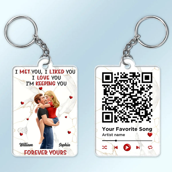 Gift For Couples,Gift For Husband,Gift For Wife,Gift For Boyfriend,Gift For Girlfriend,Love - QR Code Forever Yours Favorite Song Couple - Personalized Acrylic Keychain