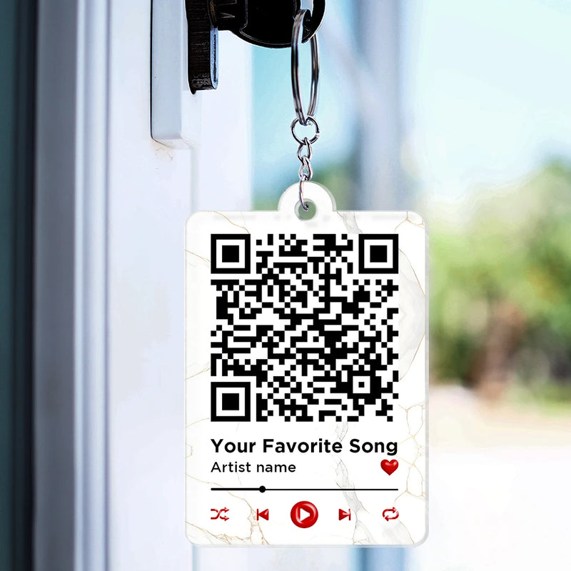 Gift For Couples,Gift For Husband,Gift For Wife,Gift For Boyfriend,Gift For Girlfriend,Love - QR Code Forever Yours Favorite Song Couple - Personalized Acrylic Keychain