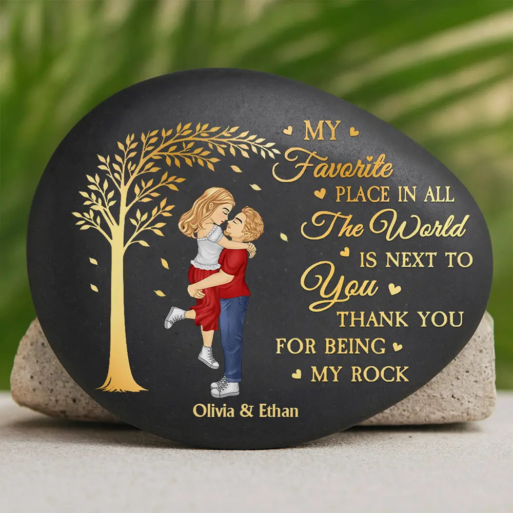 Kissing Couple Thank You For Being My Rock - Personalized Printed Rock
