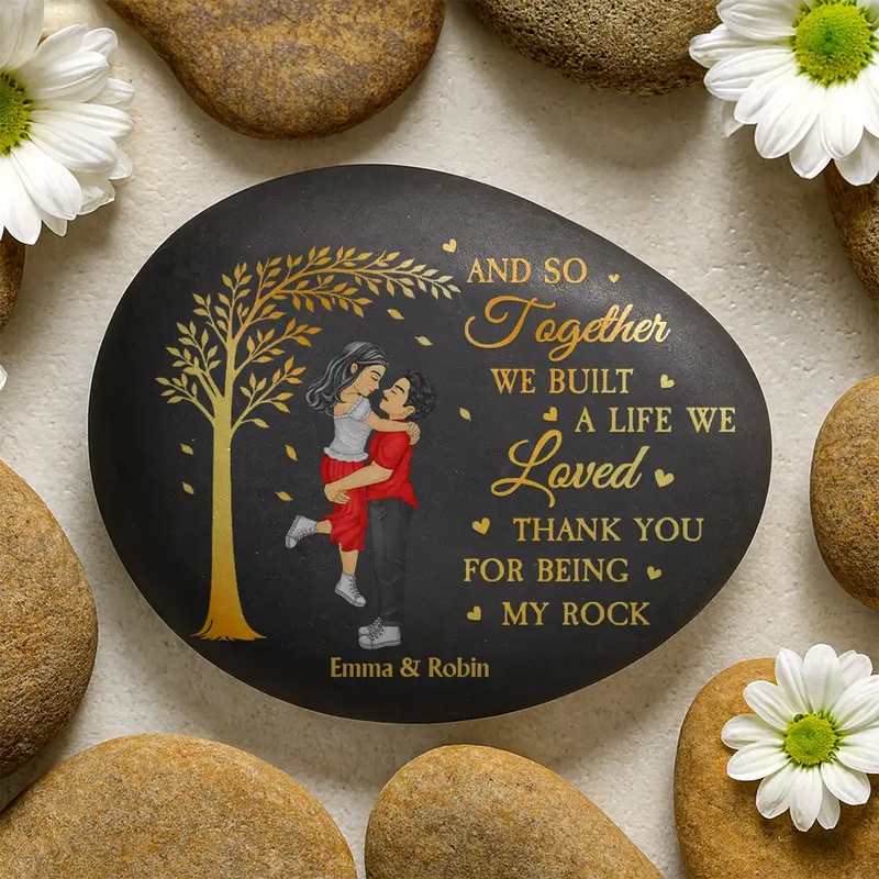 Gift For Couples,Gift For Husband,Gift For Wife,Gift For Boyfriend,Gift For Girlfriend,Love - Kissing Couple Thank You For Being My Rock - Personalized Printed Rock