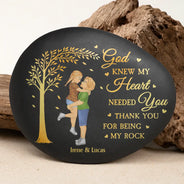 Gift For Couples,Gift For Husband,Gift For Wife,Gift For Boyfriend,Gift For Girlfriend,Love - Kissing Couple Thank You For Being My Rock - Personalized Printed Rock