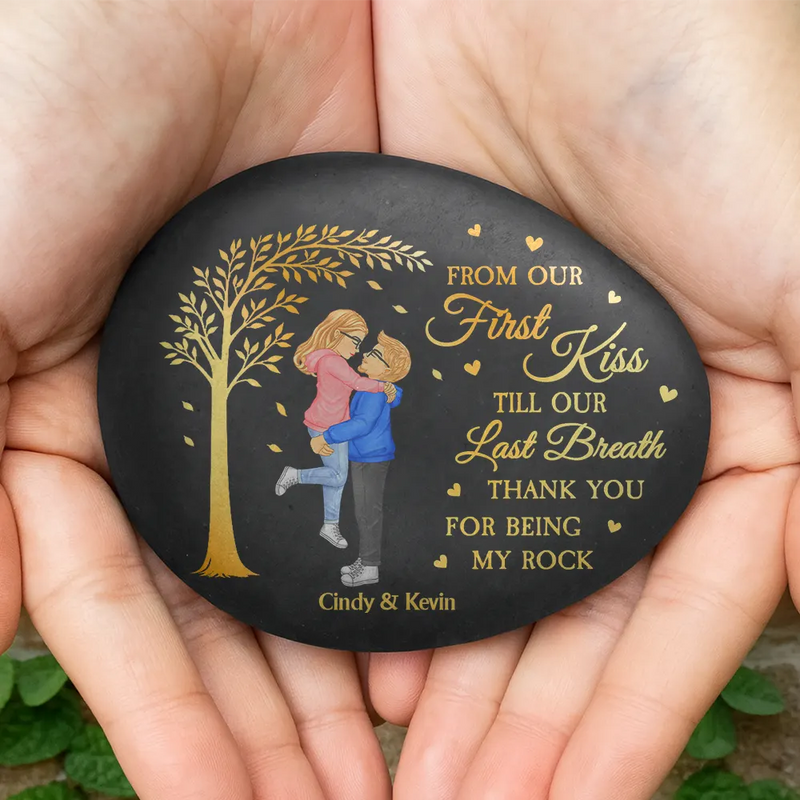 Gift For Couples,Gift For Husband,Gift For Wife,Gift For Boyfriend,Gift For Girlfriend,Love - Kissing Couple Thank You For Being My Rock - Personalized Printed Rock