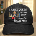 Travel,Gift For Yourself,Gift For Women,Funny - Cruise Queen Classy Sassy - Personalized Vintage Washed Denim Cap