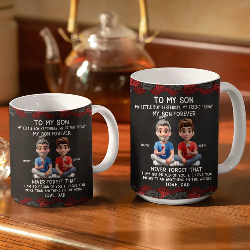 Gift For Mother,Mom,Daughters (Adult),Sons,Happy - My Daughter Son Forever - Personalized White Edge-to-Edge Mug