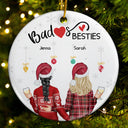Christmas Backside Besties - Gift For Bestie - Personalized Circle Ceramic Ornament