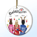 Christmas Backside Besties - Gift For Bestie - Personalized Circle Ceramic Ornament