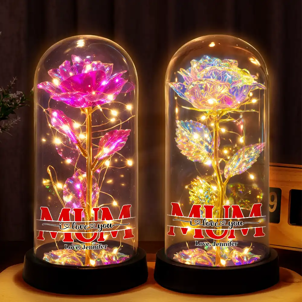 Gift For Mother, Gift For Grandma, Mom - Children, Happy - Mom We Love You - Personalized Everlasting Rose Dome Lamp