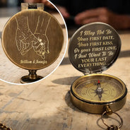 Gift For Couples, Gift For Husband, Gift For Wife, Gift For Boyfriend, Love - Your Last Everything Couple - Personalized Engraved Brass Compass