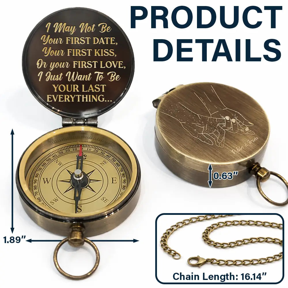 Gift For Couples, Gift For Husband, Gift For Wife, Gift For Boyfriend, Love - Your Last Everything Couple - Personalized Engraved Brass Compass