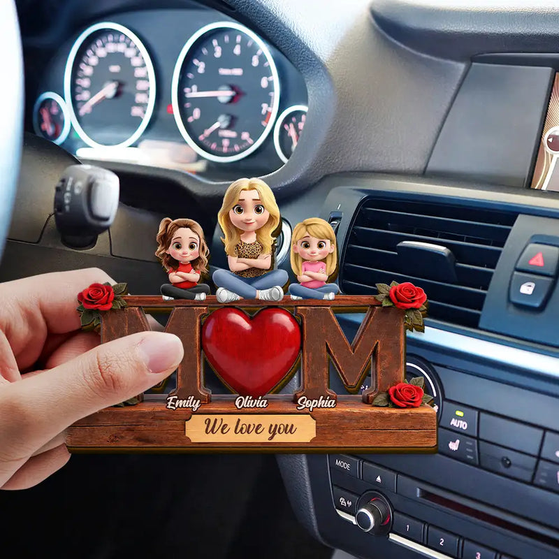 Gift For Mother,Mom - Children,Happy - Mother & Children Mom We Love You - Personalized Custom Shaped Car Visor Clip