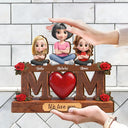 Gift For Mother,Mom - Children,Happy - Mother & Children We Love You - Personalized Custom Shaped Wood Sign