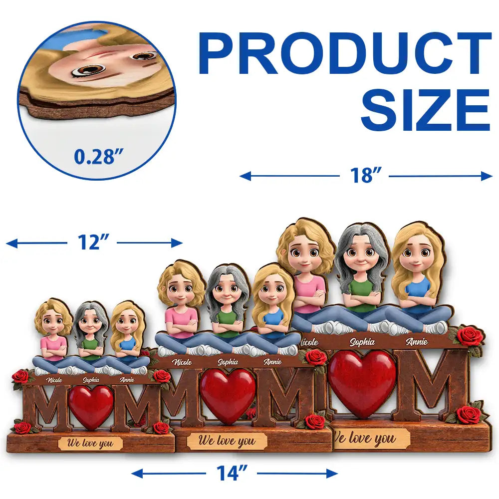 Gift For Mother,Mom - Children,Happy - Mother & Children We Love You - Personalized Custom Shaped Wood Sign
