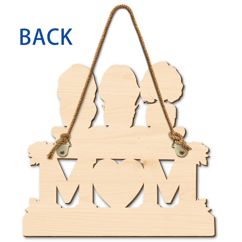 Gift For Mother,Mom - Children,Happy - Mother & Children We Love You - Personalized Custom Shaped Wood Sign