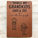 Gift For Grandma,Grandma - Grandkids,Gift For Grandparents,Happy - Grandparent Memory Book Grandkids Icon - Personalized Leather Journal