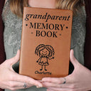 Gift For Grandma,Grandma - Grandkids,Gift For Grandparents,Happy - Grandparent Memory Book Grandkids Icon - Personalized Leather Journal