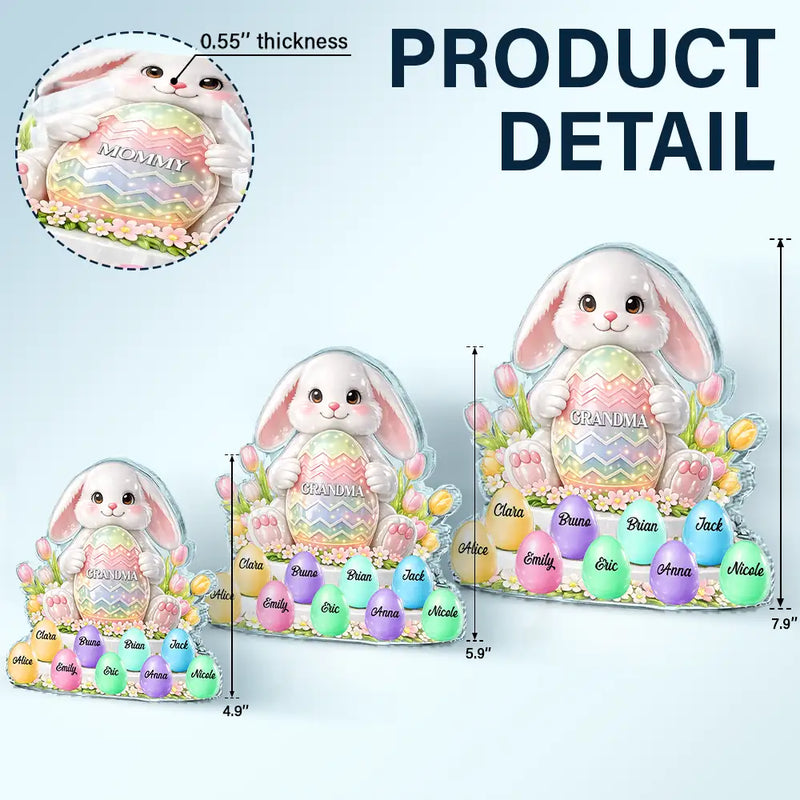 Gift For Grandma,Grandma - Grandkids,Gift For Mother,Easter,Happy - Bunny Grandma And Grandkids 3D Inflated Effect Printed - Personalized Custom Shaped Acrylic Plaque