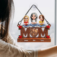 Gift For Mother,Mom - Children,Happy - Mother & Children We Love You - Personalized Window Hanging Suncatcher Ornament