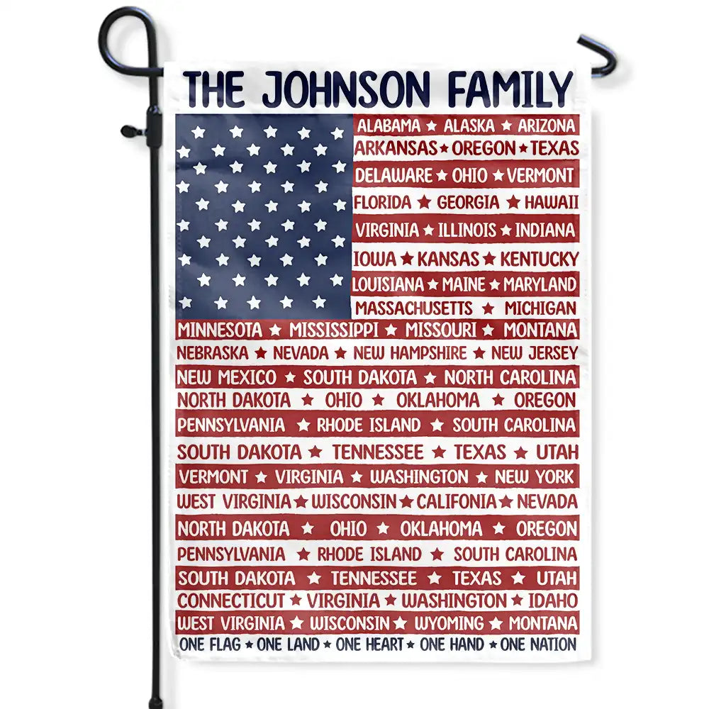 Independence Day - America States One Land One Heart One Hand One Nation - Personalized Flag