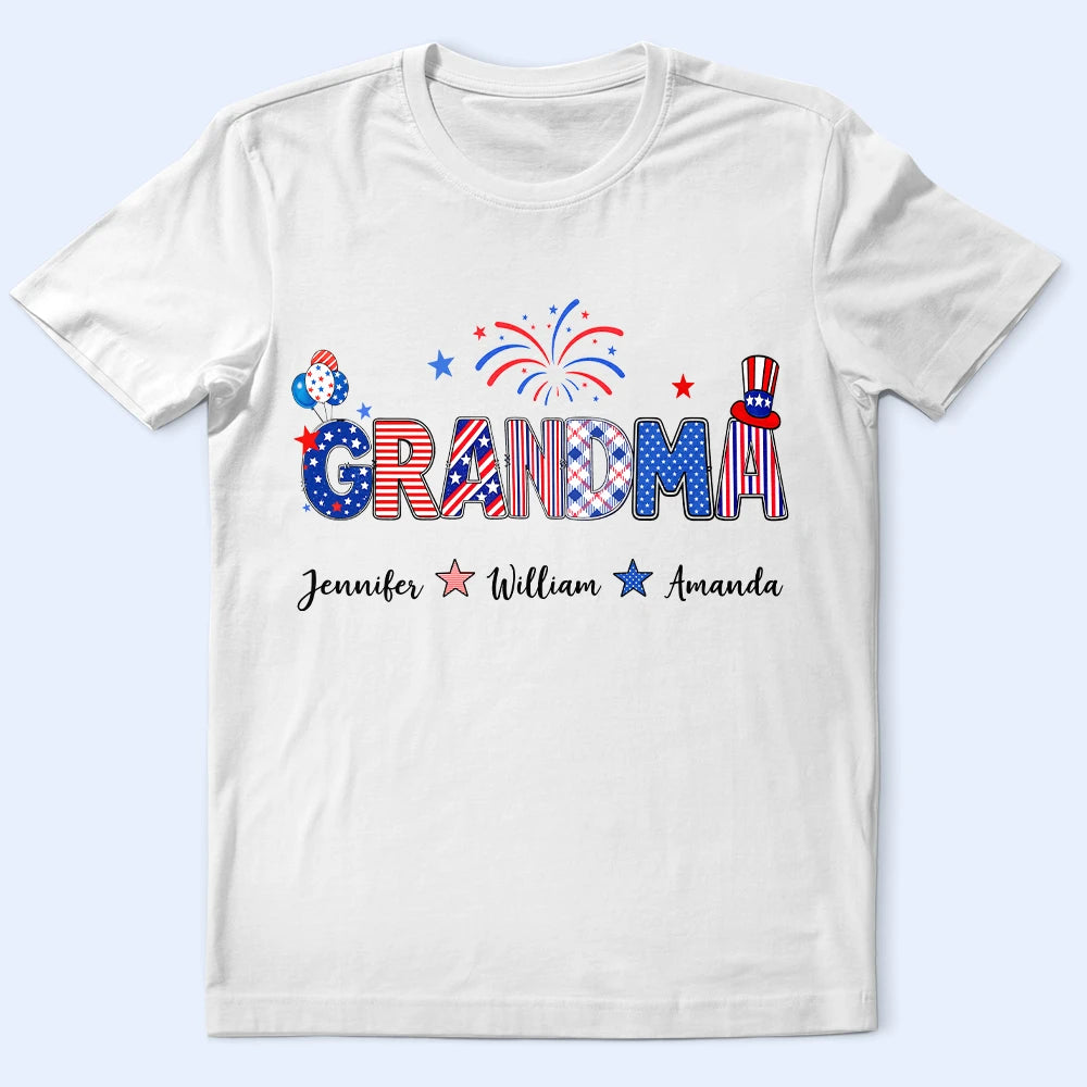 Gift For Mother, Gift For Grandma, America 250th, Happy - Stars & Stripes Mom Grandma Patriotic Title - Personalized T Shirt