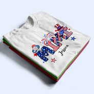 Gift For Mother, Gift For Grandma, America 250th, Happy - Stars & Stripes Mom Grandma Patriotic Title - Personalized T Shirt