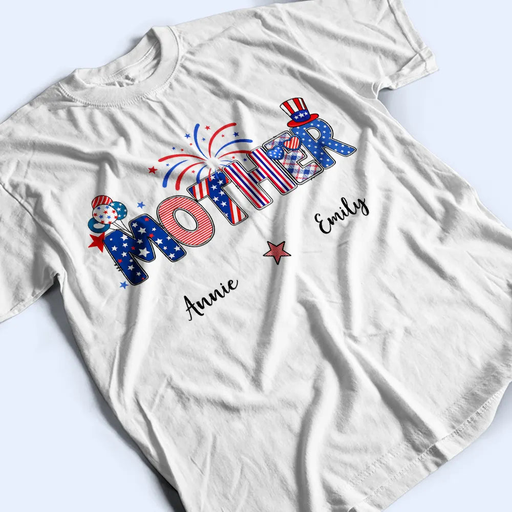 Gift For Mother, Gift For Grandma, America 250th, Happy - Stars & Stripes Mom Grandma Patriotic Title - Personalized T Shirt