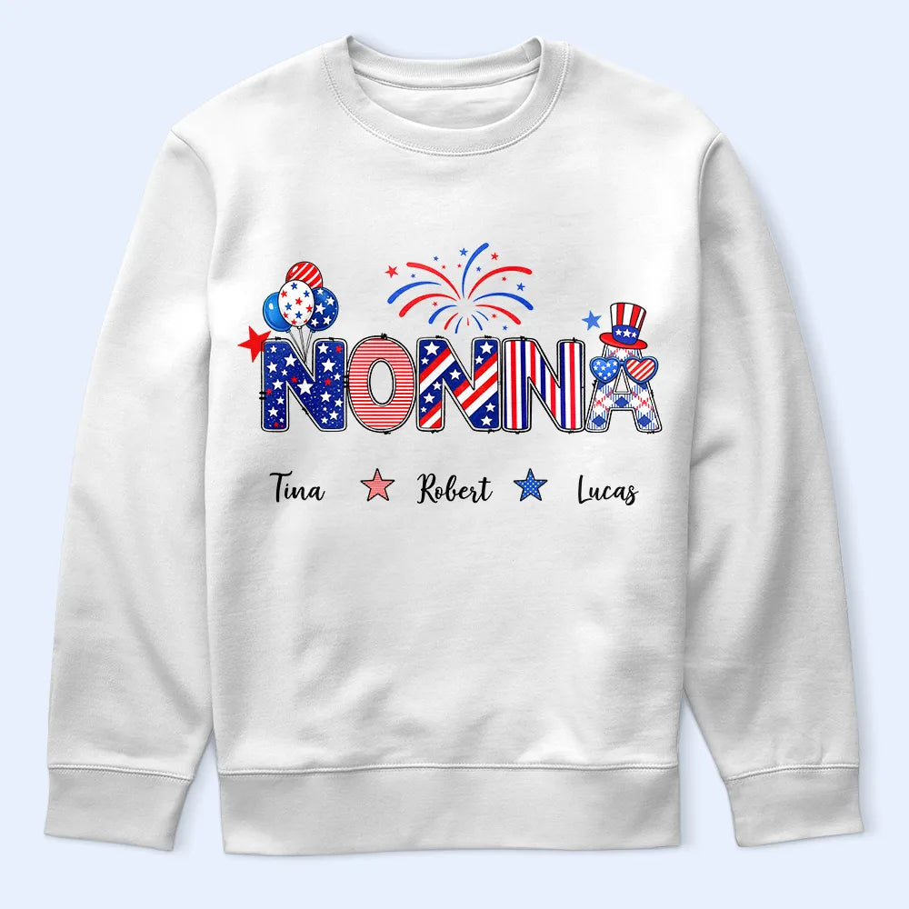 Gift For Mother, Gift For Grandma, America 250th, Happy - Stars & Stripes Mom Grandma Patriotic Title - Personalized T Shirt