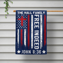 Independence Day,Christian - America Free Indeed Blessing Cross - Personalized Flag