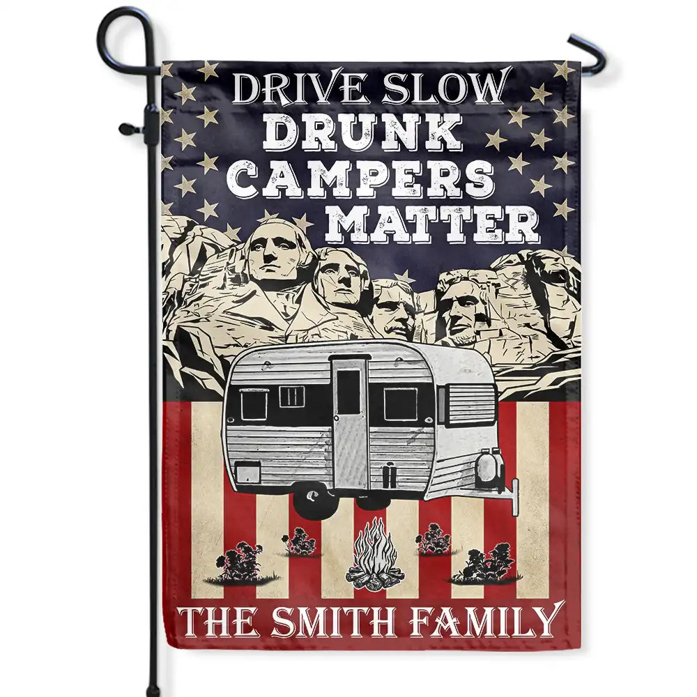Drunk Camper Matter American Stars And Stripes - Personalized Flag