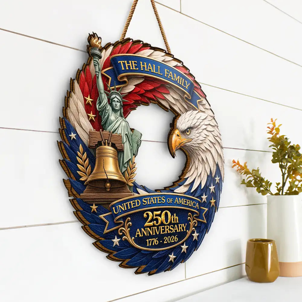 Family, Independence Day, America 250th, Happy, Top Market - 3D Effect Eagle America 250th Anniversary - Personalized Custom Shaped Wood Sign