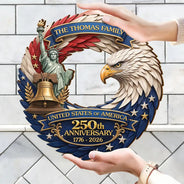 Family, Independence Day, America 250th, Happy, Top Market - 3D Effect Eagle America 250th Anniversary - Personalized Custom Shaped Wood Sign
