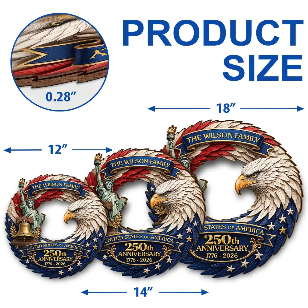 Family, Independence Day, America 250th, Happy, Top Market - 3D Effect Eagle America 250th Anniversary - Personalized Custom Shaped Wood Sign