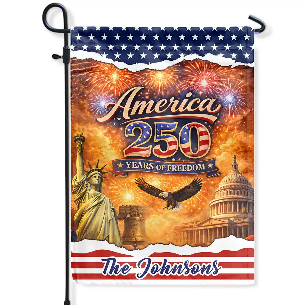 America 250 Years Of Freedom With Iconic Symbols - Personalized Flag