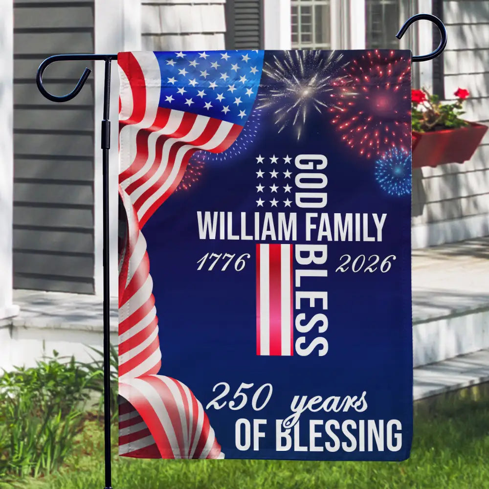 Gift For Couples,Gift For Husband,Gift For Wife,Gift For Boyfriend,Gift For Girlfriend,Parents,Gift For Yourself,Gift For Women,Gift For Men,Gift For Mother,Gift For Father,Gift For Daughter,Gift For Son,Family,Independence Day,America 250th,Happy - America 250 Years Of Blessing - Personalized Flag