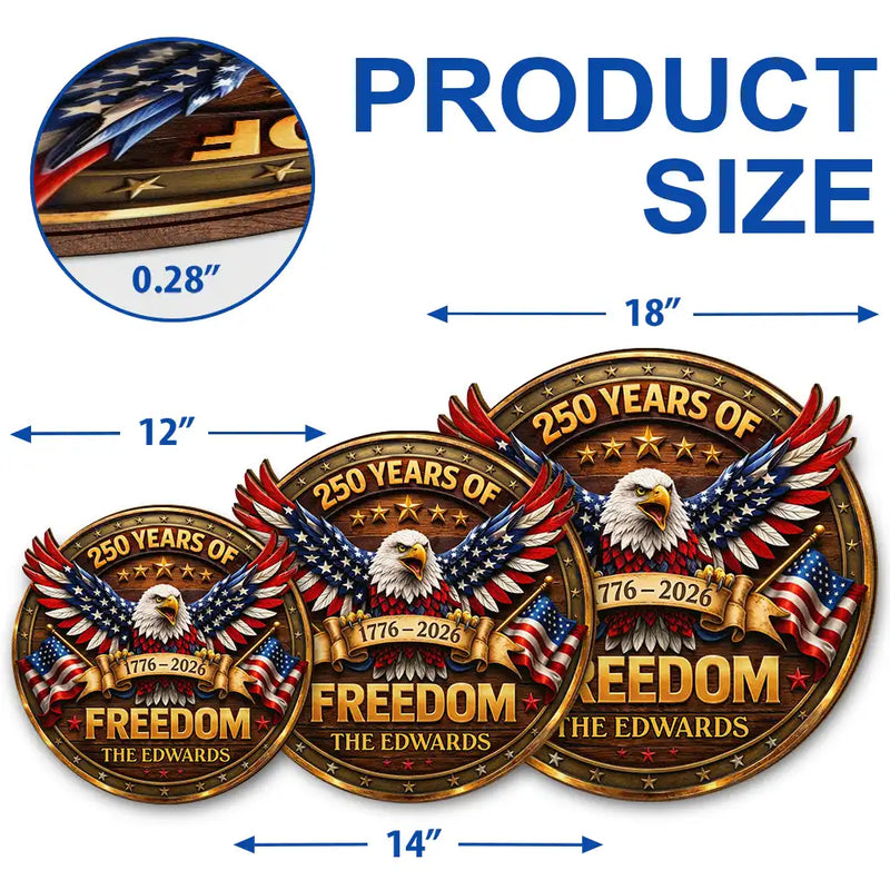Family,Independence Day,America 250th,Happy,Top Market - 3D Effect Eagle America 250 Years Of Freedom - Personalized Custom Shaped Wood Sign
